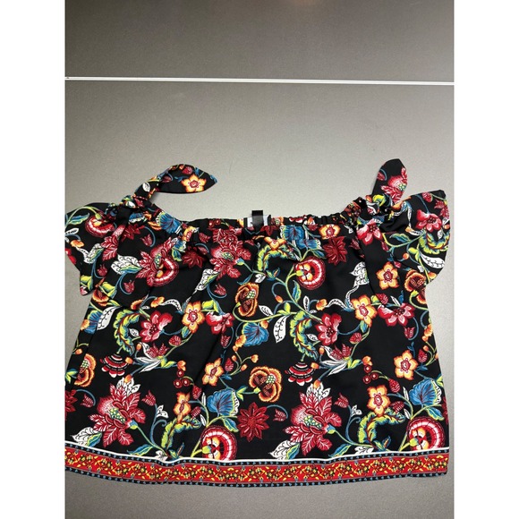 by & by Tops - By & By Floral Off The Shoulder Tie Sleeve Blouse Black Multi Color Medium